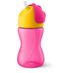 Vaso con Bombilla 300ml +12m Rosado