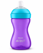 Vaso con boquilla blanda y resistente a las mordidas morado 300ml